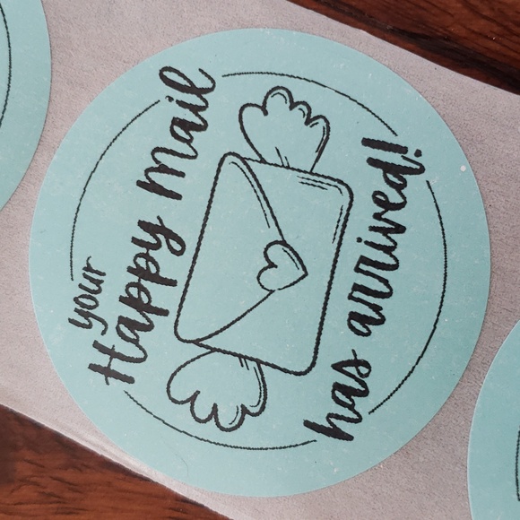 3/$15 Set of 50 LARGE 2 INCH ROUND HAPPY MAIL STICKERS BLUE - Picture 3 of 7